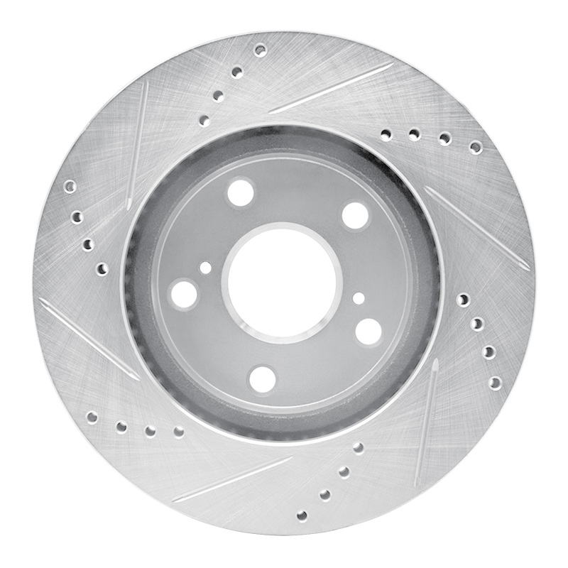 Lexus HS250H Brake Rotor (1) - Front Right - R1 Concepts - Drilled & Slotted - Silver - `06-`18